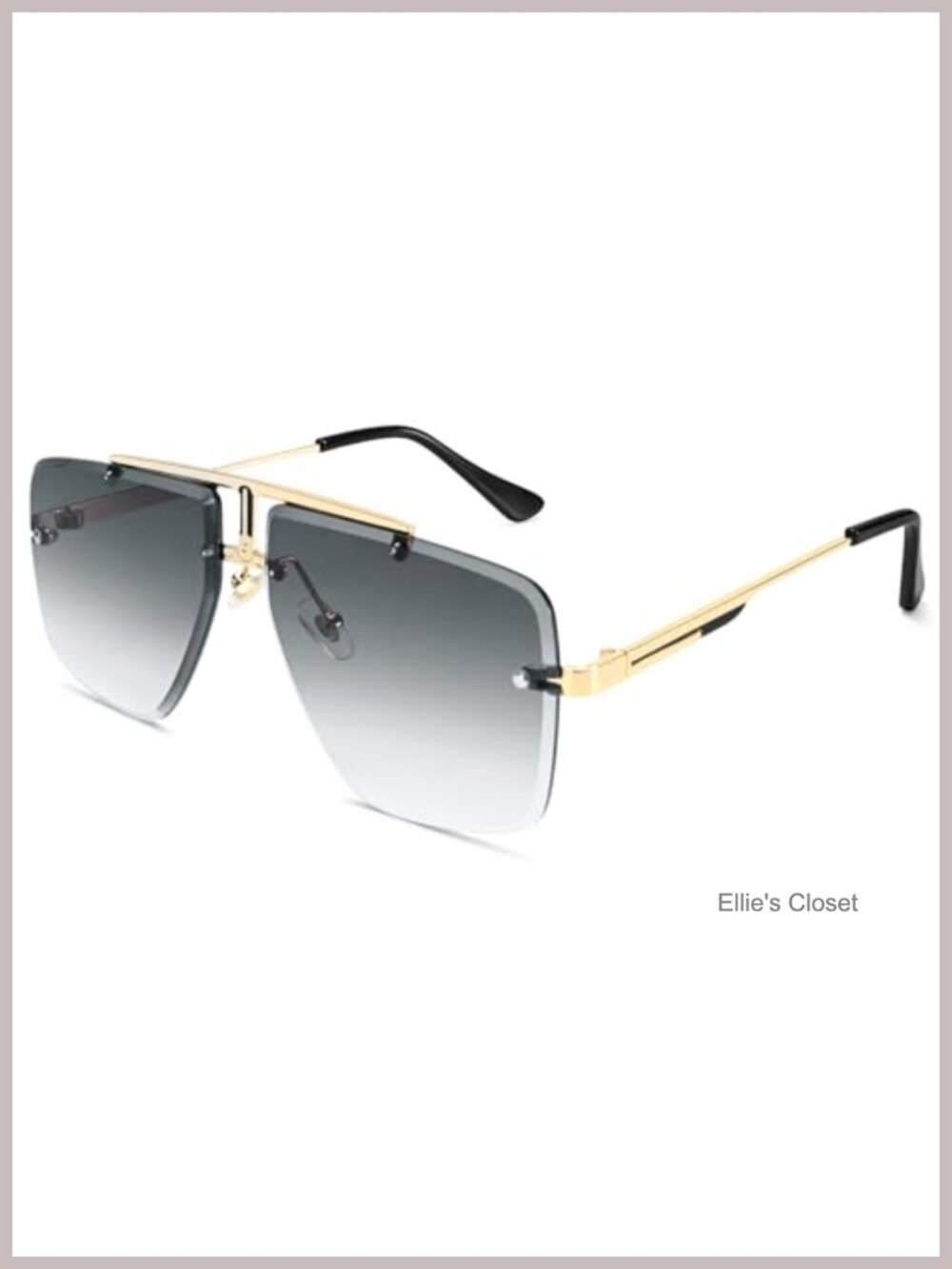 Rimless Oversized Square Sunglasses Metal Frame UV400 Gradient Lenses Unisex
